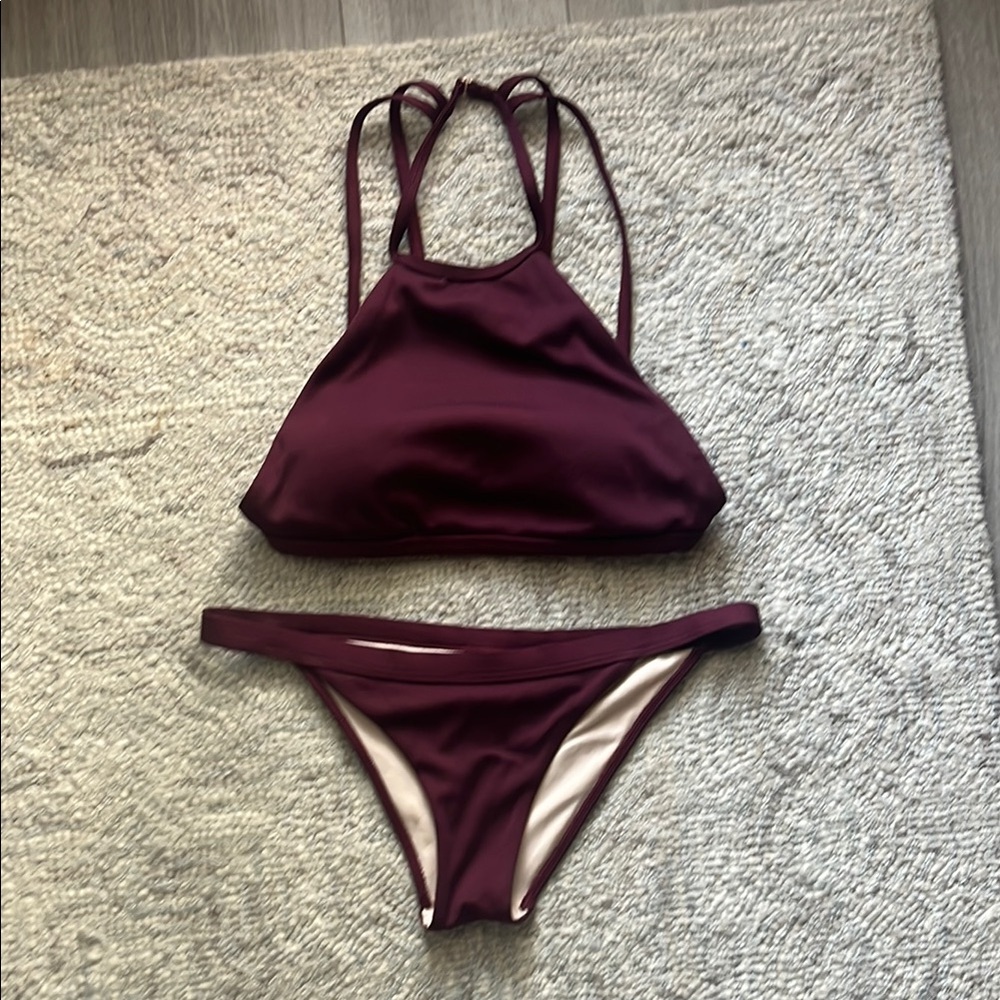 Women's High Neck Purple Bikini Set